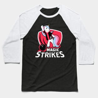 Unicorn Magic Strikes Bowling Matching Ladies Baseball T-Shirt
